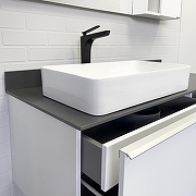 Тумба с раковиной Comforty Милан 120 00-00014697 подвесная Белая глянцевая Графит-3