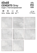 Керамогранит ITC Ceramic CEMENTO Grey Sugar Серый Лаппатированный 60x60 см-2