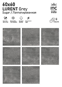 Керамогранит ITC Ceramic LURENT Silver Satin Matt Серый Сатинированный 60x60 см-6