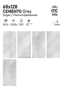 Керамогранит ITC Ceramic CEMENTO Grey Sugar Серый Лаппатированный 60x120 см-3