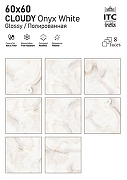 Керамогранит ITC Ceramic CLOUDY Onyx Crema Sugar Бежевый Лаппатированный 60x60 см-3