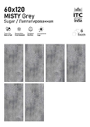 Керамогранит ITC Ceramic MISTY Silver Sugar Белый Лаппатированный 60x120 см-5