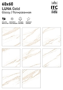 Керамогранит ITC Ceramic LUNA Gold Sugar Белый Лаппатированный 60x60 см-2