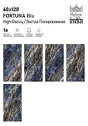 Керамогранит Infinity Ceramica FORTUNA Blu High Glossy Синий Полированный 60x120 см-2