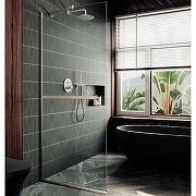 Душевая перегородка Maybah Glass MGD-720-5у 690x1950 в узком профиле Хром матовый стекло прозрачное