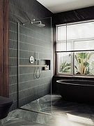 Душевая перегородка Maybah Glass MGD-720-5у 690x1950 в узком профиле Хром матовый стекло прозрачное-1