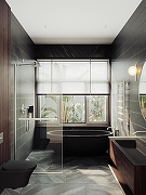 Душевая перегородка Maybah Glass MGD-720-5у 690x1950 в узком профиле Хром матовый стекло прозрачное-2