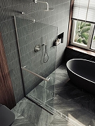 Душевая перегородка Maybah Glass MGD-720-5у 690x1950 в узком профиле Хром матовый стекло прозрачное-3