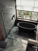 Душевая перегородка Maybah Glass MGD-720-5у 690x1950 в узком профиле Хром матовый стекло прозрачное-4