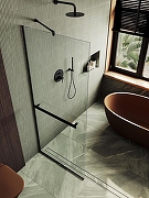 Душевая перегородка Maybah Glass MGD-720-6у 690x1950 в узком профиле Черный стекло прозрачное-3