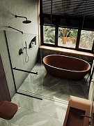 Душевая перегородка Maybah Glass MGD-720-6у 690x1950 в узком профиле Черный стекло прозрачное-4