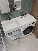 Тумба с раковиной Orange Sistema 120 L STD-120TUW+RAL Белая глянцевая-9