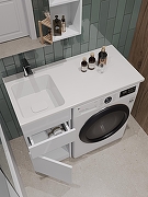 Тумба с раковиной Orange Sistema 100 L ST-40TUW+RAL Белая глянцевая-8