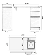Тумба с раковиной Orange Sistema 100 R ST-40TUW+RAR Белая глянцевая-10