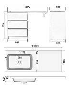 Тумба с раковиной Orange Sistema 130 L ST-70TUW+RAL Белая глянцевая-1