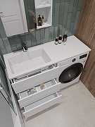 Тумба с раковиной Orange Sistema 130 L ST-70TUW+RAL Белая глянцевая-8