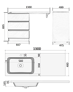 Тумба с раковиной Orange Sistema 130 L ST-70TUW+RAL Белая глянцевая-11
