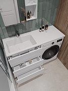Тумба с раковиной Orange Sistema 130 L ST-70TUW+RAL Белая глянцевая-8