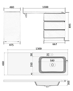 Тумба с раковиной Orange Sistema 130 R ST-70TUW+RAR Белая глянцевая-11