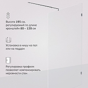 Душевая перегородка AM.PM X-Joy 120 W94WI-120-F1-MTE профиль Хром матовый стекло прозрачное-5