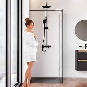 Душевая перегородка AM.PM X-Joy 90 W94WI-90-F1-BTE профиль Черный матовый стекло прозрачное-2