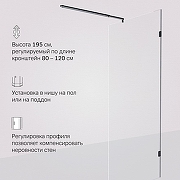Душевая перегородка AM.PM X-Joy 90 W94WI-90-F1-BTE профиль Черный матовый стекло прозрачное-5