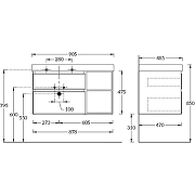 Тумба под раковину Kerama Marazzi Cubo 90 L CUB.90Lh\MAL подвесная Мальва матовая Дерево-3