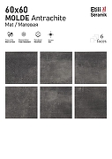 Керамогранит Etili Seramik MOLDE Dark Grey Mat Серый Матовый 60x60 см-2