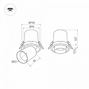 Встраиваемый светильник Arlight PULL 031364 цвет плафона/подвески Белый, цвет арматуры Белый-7