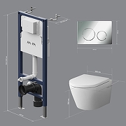 Комплект унитаза с инсталляцией AM.PM Sense FlashClean IS90151.741701 с сиденьем Микролифт и клавишей смыва Хром глянцевый-25