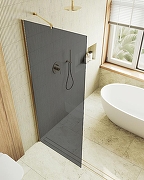 Душевая перегородка Maybah Glass MGD-698-3ш 790x1950 в широком профиле Золото стекло графитовое-3