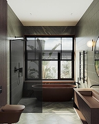 Душевая перегородка Maybah Glass MGD-698-6ш 790x1950 в широком профиле Черный стекло графитовое-2