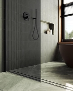 Душевая перегородка Maybah Glass MGD-698-6ш 790x1950 в широком профиле Черный стекло графитовое-5