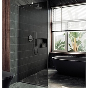 Душевая перегородка Maybah Glass MGD-698-5у 790x1950 в узком профиле Хром матовый стекло графитовое