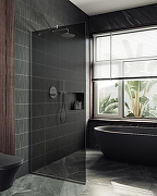 Душевая перегородка Maybah Glass MGD-698-5у 790x1950 в узком профиле Хром матовый стекло графитовое-1