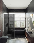 Душевая перегородка Maybah Glass MGD-698-5у 790x1950 в узком профиле Хром матовый стекло графитовое-2