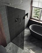 Душевая перегородка Maybah Glass MGD-698-5у 790x1950 в узком профиле Хром матовый стекло графитовое-3