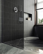 Душевая перегородка Maybah Glass MGD-698-5у 790x1950 в узком профиле Хром матовый стекло графитовое-5