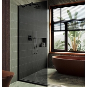 Душевая перегородка Maybah Glass MGD-698-6у 790x1950 в узком профиле Черный стекло графитовое