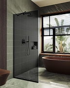 Душевая перегородка Maybah Glass MGD-698-6у 790x1950 в узком профиле Черный стекло графитовое-1