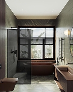 Душевая перегородка Maybah Glass MGD-698-6у 790x1950 в узком профиле Черный стекло графитовое-2