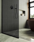 Душевая перегородка Maybah Glass MGD-698-6у 790x1950 в узком профиле Черный стекло графитовое-5