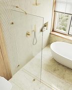 Душевая перегородка Maybah Glass MGD-270-3 990x1950 коннектор стена-стекло Золото стекло сатиновое-3