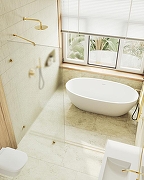 Душевая перегородка Maybah Glass MGD-270-3 990x1950 коннектор стена-стекло Золото стекло сатиновое-4