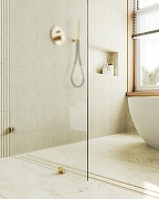Душевая перегородка Maybah Glass MGD-270-3 990x1950 коннектор стена-стекло Золото стекло сатиновое-5