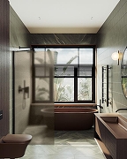 Душевая перегородка Maybah Glass MGD-692-6ш 890x1950 в широком профиле Черный стекло бронзовое матовое-2