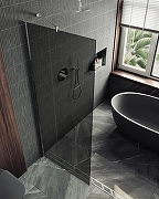 Душевая перегородка Maybah Glass MGD-693-5ш 890x1950 в широком профиле Хром матовый стекло графитовое-3