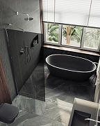 Душевая перегородка Maybah Glass MGD-693-5ш 890x1950 в широком профиле Хром матовый стекло графитовое-4