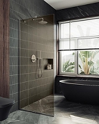 Душевая перегородка Maybah Glass MGD-691-5у 890x1950 в узком профиле Хром матовый стекло бронзовое-1