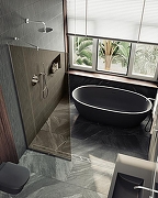 Душевая перегородка Maybah Glass MGD-691-5у 890x1950 в узком профиле Хром матовый стекло бронзовое-4